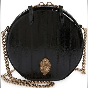 KURT GEIGER LONDON Round Shoreditch Black Patent Leather Bag